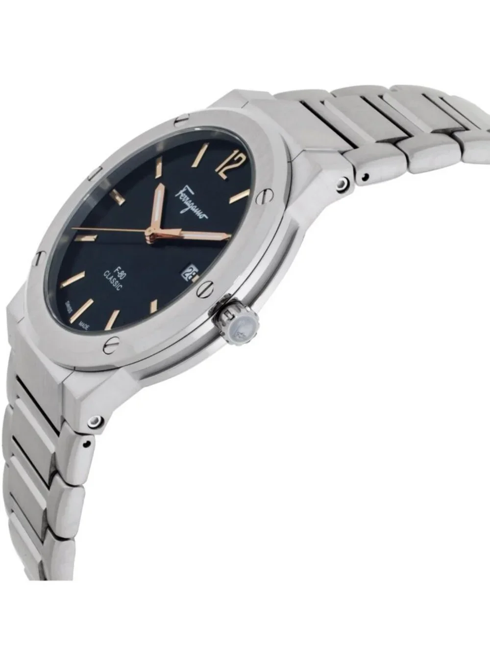 NWT Ferragamo F-80 Classic Quartz Black Dial Men's Watch